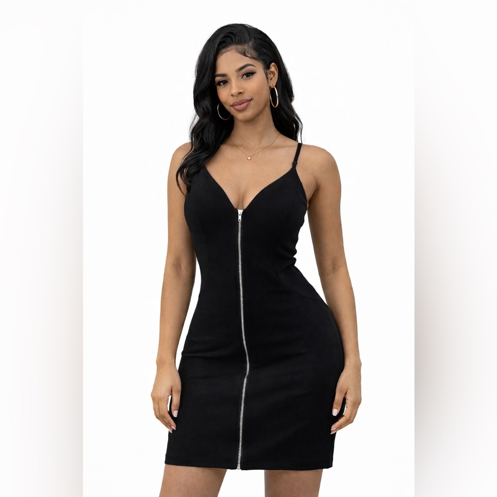 Haute Monde Black Zip-Up Dress